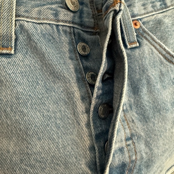 Levi's Light Blue Distressed Jean Shorts - Picture 3 of 5